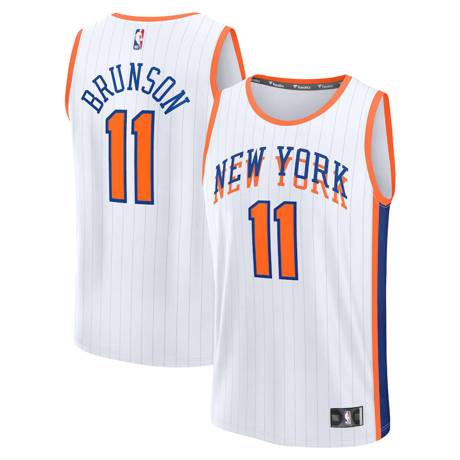 Men New York Knicks #11 Jalen Brunson Fanatics White City Edition 2024-25 Fast Break Player NBA Jersey